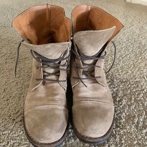 Fiorentini + Baker beige suede boots (size 9 US)